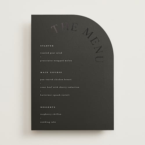 This is a truffle menu cards with foil pressed by Vera Lim called the arc printing on signature in standard