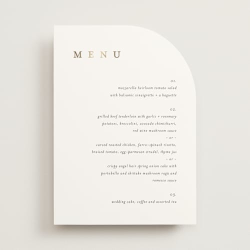 This is a cotton menu cards with foil pressed by Jennifer Postorino called wildflower printing on signature in standard