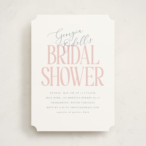 This is a peony bridal shower invitations with standard by Baumbirdy called note printing on signature in standard