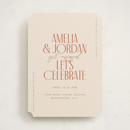 This is a sparrow engagement party invitations with standard by Owl and Toad called bright printing on signature in standard