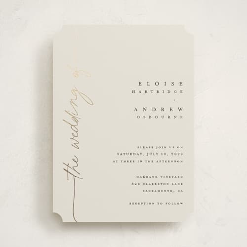 This is a linen foil stamped wedding invitations with foil pressed by Pippa Shaw called silk printing on signature in standard