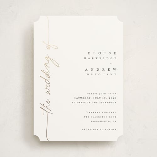 This is a ivory foil stamped wedding invitations with foil pressed by Pippa Shaw called silk printing on signature in standard