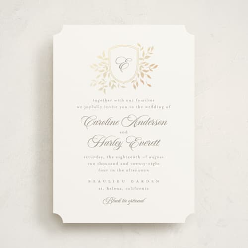 This is a chiffon foil stamped wedding invitations with foil pressed by Kristie Kern called aperol printing on signature in standard