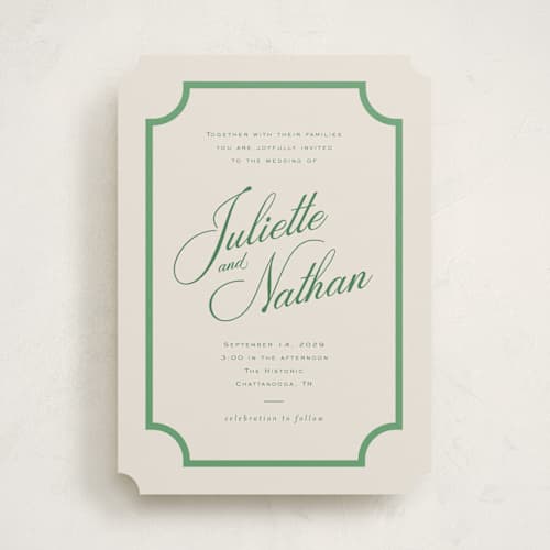 This is a leaf wedding invitations with standard by Jessica Williams called marenza printing on signature in standard