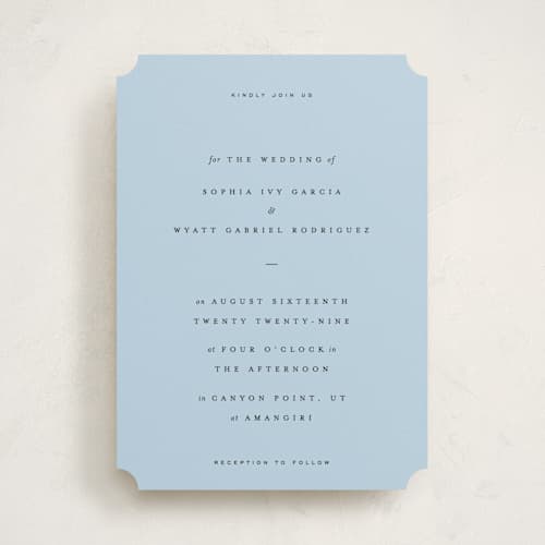 This is a sky wedding invitations with standard by Blustery August called tarte tatin printing on signature in standard