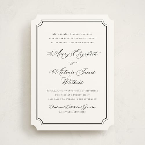 This is a onyx wedding invitations with standard by Jennifer Postorino called avery printing on signature in standard