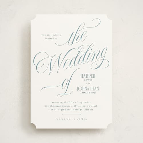 This is a sky wedding invitations with standard by Kate Ahn called mirin printing on signature in standard