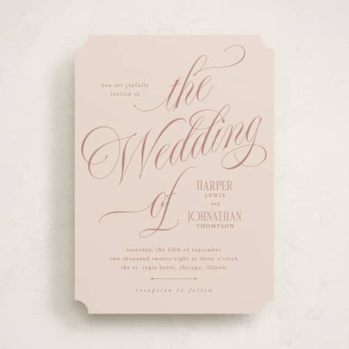 This is a rose wedding invitations with standard by Kate Ahn called mirin printing on signature in standard