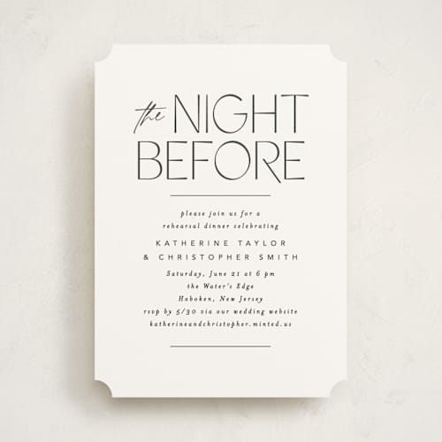 This is a frost rehearsal dinner invitations with standard by Creo Study called crisp printing on signature in standard