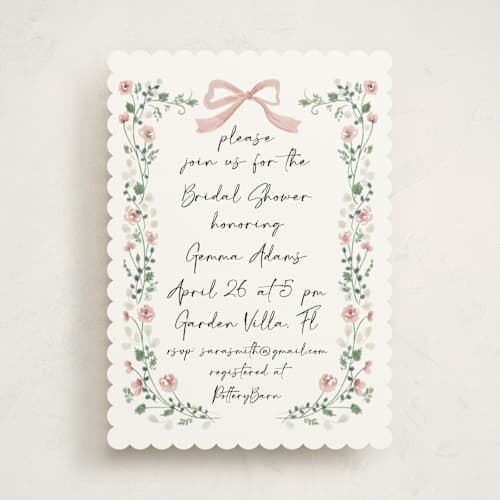 This is a rosebud bridal shower invitations with standard by Petra Kern called romantica printing on signature in standard