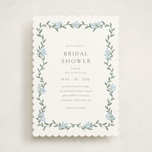 This is a sky bridal shower invitations with standard by Christy Hy Lee called simple garland printing on signature in standard