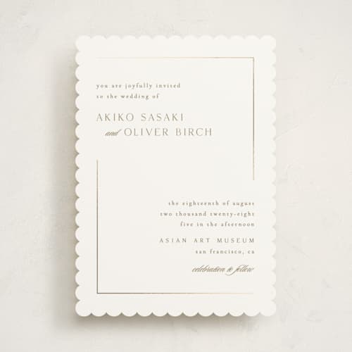 This is a quartz foil stamped wedding invitations with foil pressed by Kristie Kern called the gallery printing on signature in standard