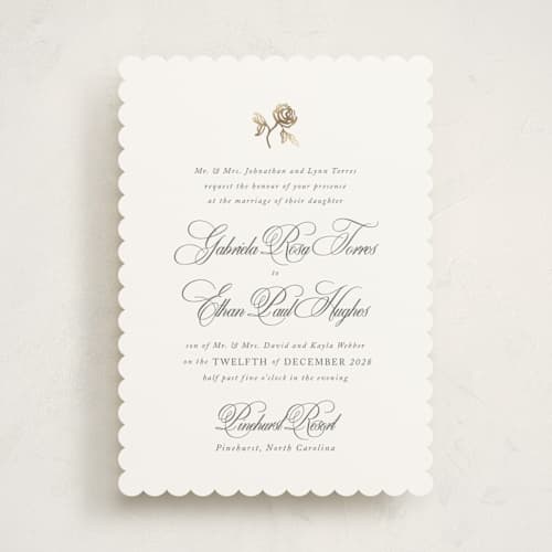 This is a classic bride foil stamped wedding invitations with foil pressed by Design Lotus called here with you printing on signature in standard