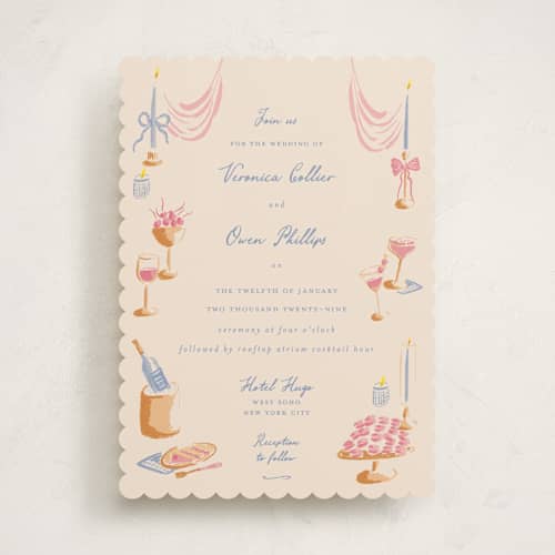 This is a sky wedding invitations with standard by Sarah Rosenthal called velvet cherry printing on signature in standard