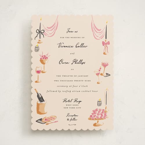 This is a noir wedding invitations with standard by Sarah Rosenthal called velvet cherry printing on signature in standard