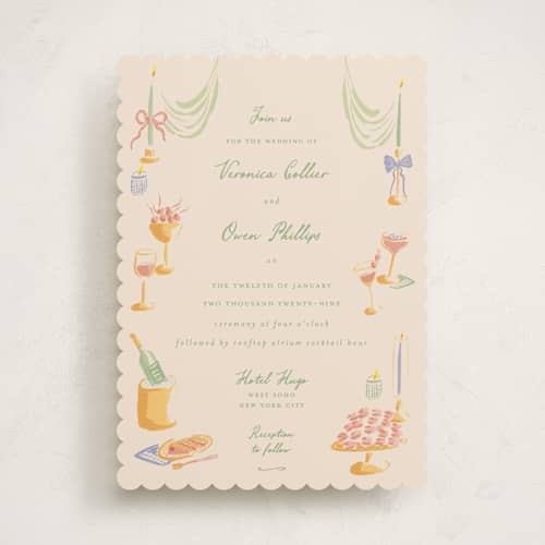 This is a pistachio wedding invitations with standard by Sarah Rosenthal called velvet cherry printing on signature in standard