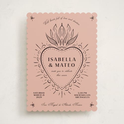 This is a sienna wedding invitations with standard by Ani Somi called milagro printing on signature in standard