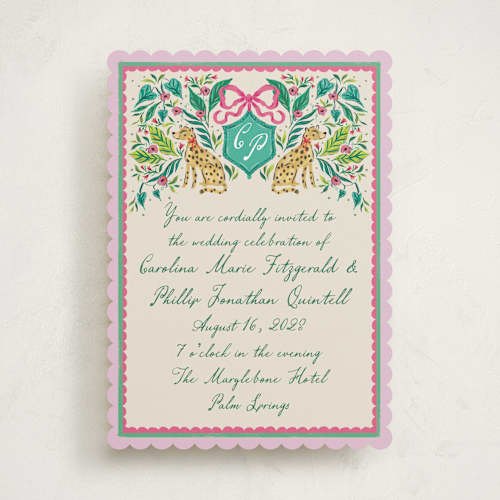 This is a peony wedding invitations with standard by Jackie Crawford called whimsical hand illustrated crest printing on signature in standard