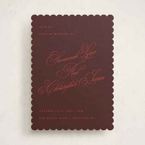 This is a scarlet wedding invitations with standard by Kelly Watkins called vivid printing on signature in standard