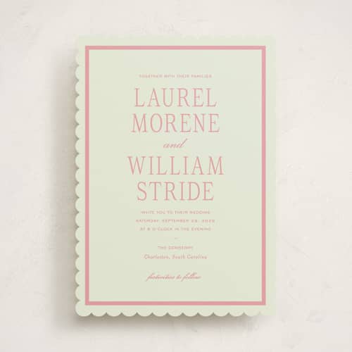 This is a petal wedding invitations with standard by Sara Hicks Malone called dewberry printing on signature in standard