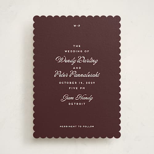 This is a garnet wedding invitations with standard by Snow and Ivy called penumbra printing on signature in standard