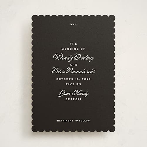 This is a raven wedding invitations with standard by Snow and Ivy called penumbra printing on signature in standard