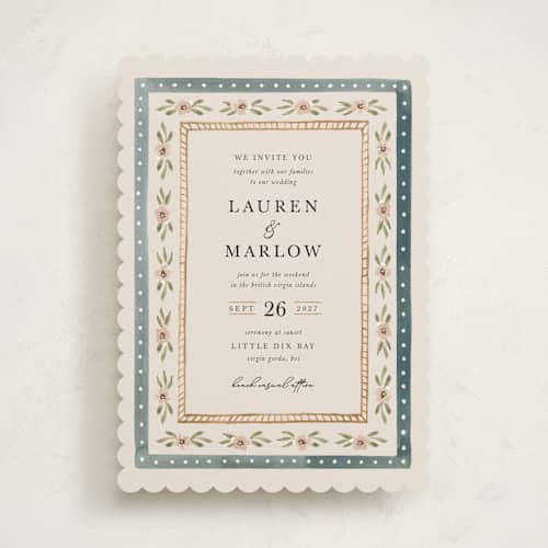 This is a sea wedding invitations with standard by leslie hamer called americana printing on signature in standard