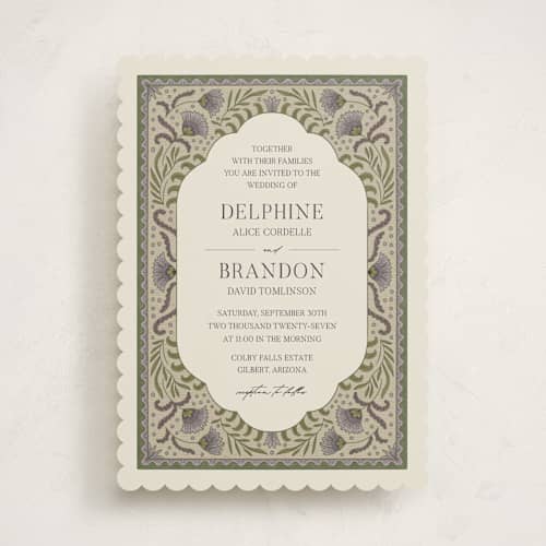 This is a amethyst wedding invitations with standard by Jen Owens called century printing on signature in standard