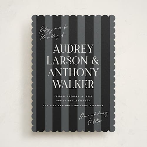 This is a noir wedding invitations with standard by Pixel and Hank called ambrosial printing on signature in standard