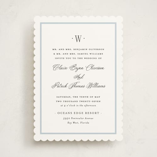 This is a hydrangea wedding invitations with standard by Carolyn MacLaren called dotted classic printing on signature in standard