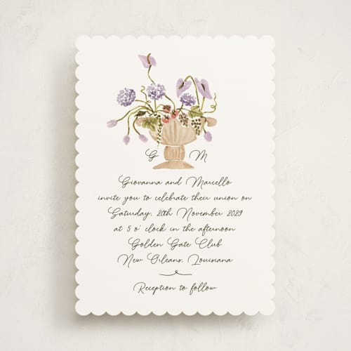 This is a lilac wedding invitations with standard by Pati Cascino called barolo printing on signature in standard