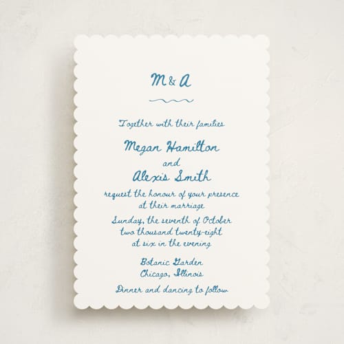 This is a aqua wedding invitations with standard by Cass Loh called simple monogram printing on signature in standard