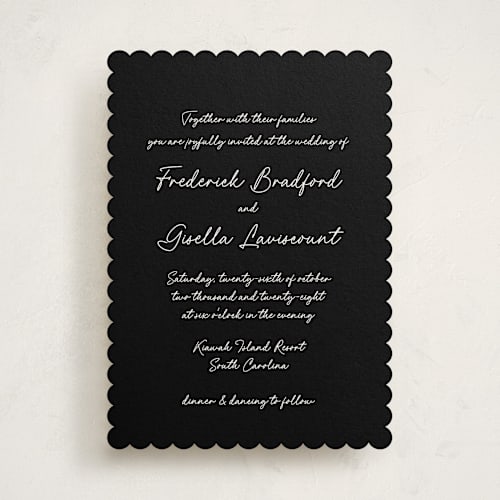 This is a raven wedding invitations with standard by chocomocacino called strazzate printing on signature in standard