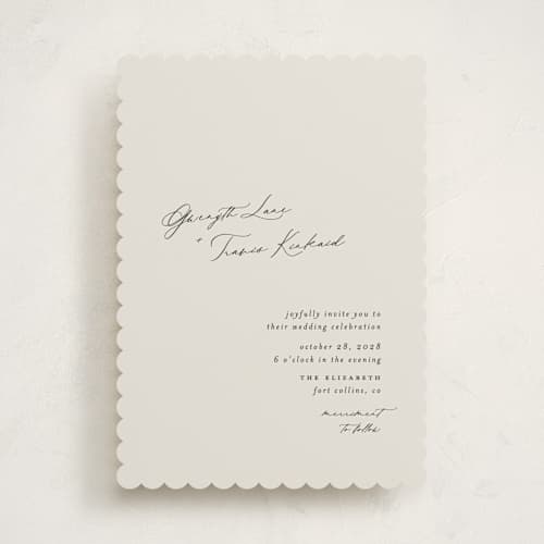 This is a ivory wedding invitations with standard by Carolyn Nicks called kinkaid printing on signature in standard