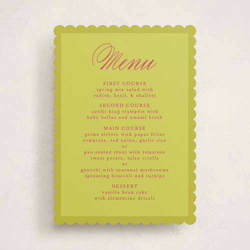 This is a flamingo menu cards with standard by Morgan Kendall called maximalist poppies printing on signature in standard