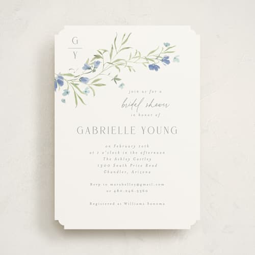 This is a aquamarine bridal shower invitations with standard by Everett Paper Goods called sweeping meadow printing on signature in standard