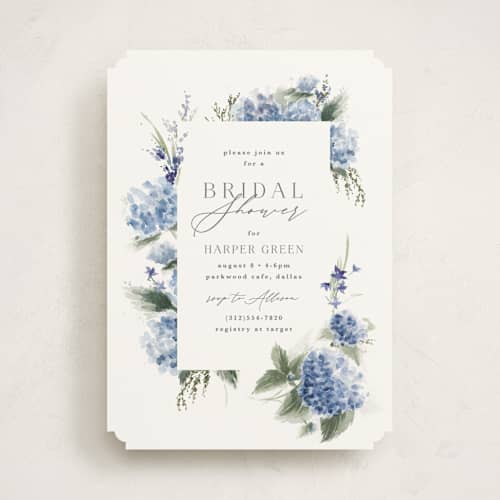This is a sky bridal shower invitations with standard by Kate Ahn called english garden printing on signature in standard