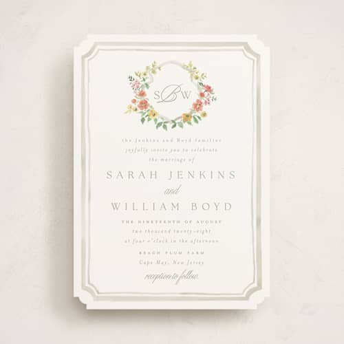 This is a hibiscus wedding invitations with standard by Everett Paper Goods called chelsea printing on signature in standard