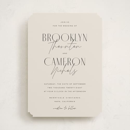 This is a linen wedding invitations with standard by Kelly Schmidt called arabilla overlap printing on signature in standard