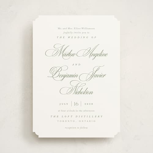 This is a garden wedding invitations with standard by Kelly Schmidt called chic script printing on signature in standard