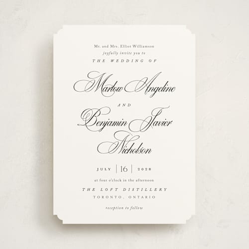 This is a silk wedding invitations with standard by Kelly Schmidt called chic script printing on signature in standard
