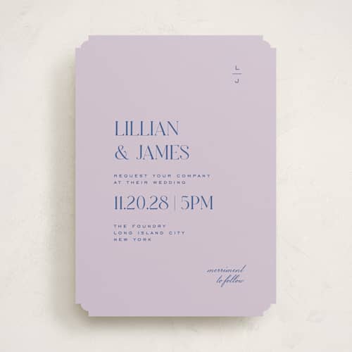 This is a blueberry wedding invitations with standard by Heather Cairl called clarity printing on signature in standard