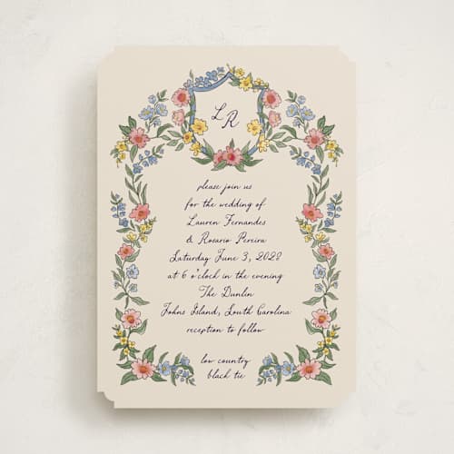 This is a cornflower wedding invitations with standard by Chris Griffith called a wedding in low country printing on signature in standard