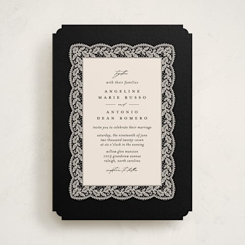 This is a midnight wedding invitations with standard by Erica Krystek called chantilly printing on signature in standard