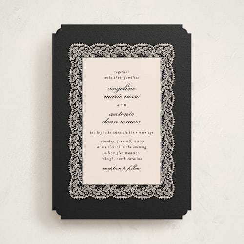 This is a midnight wedding invitations with standard by Erica Krystek called chantilly printing on signature in standard