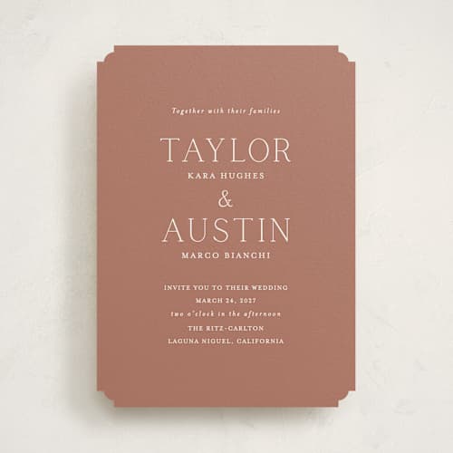 This is a spice wedding invitations with standard by Vanessa Doyle called in love printing on signature in standard