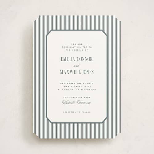 This is a capri wedding invitations with standard by Emily Betts called modern stripes printing on signature in standard