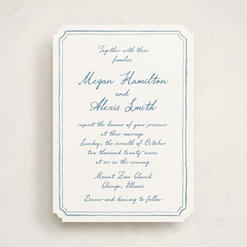 This is a neptune wedding invitations with standard by Cass Loh called handwritten printing on signature in standard