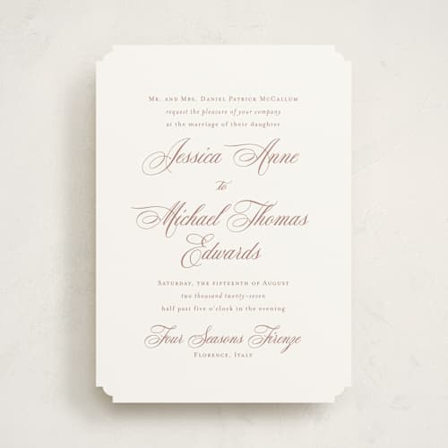 This is a antique rose wedding invitations with standard by Jennifer Postorino called empire printing on signature in standard
