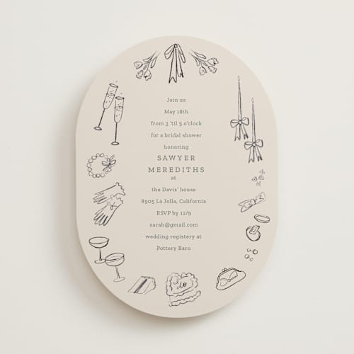 This is a cement bridal shower invitations with standard by Baumbirdy called wedding sketches printing on signature in standard